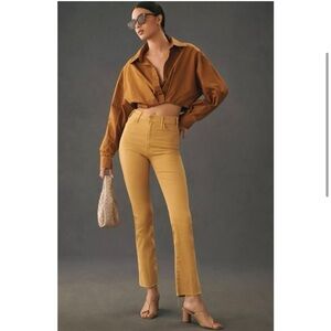 Mother Hustler ankle flare Fray Yellow Jeans - tinsel size 26